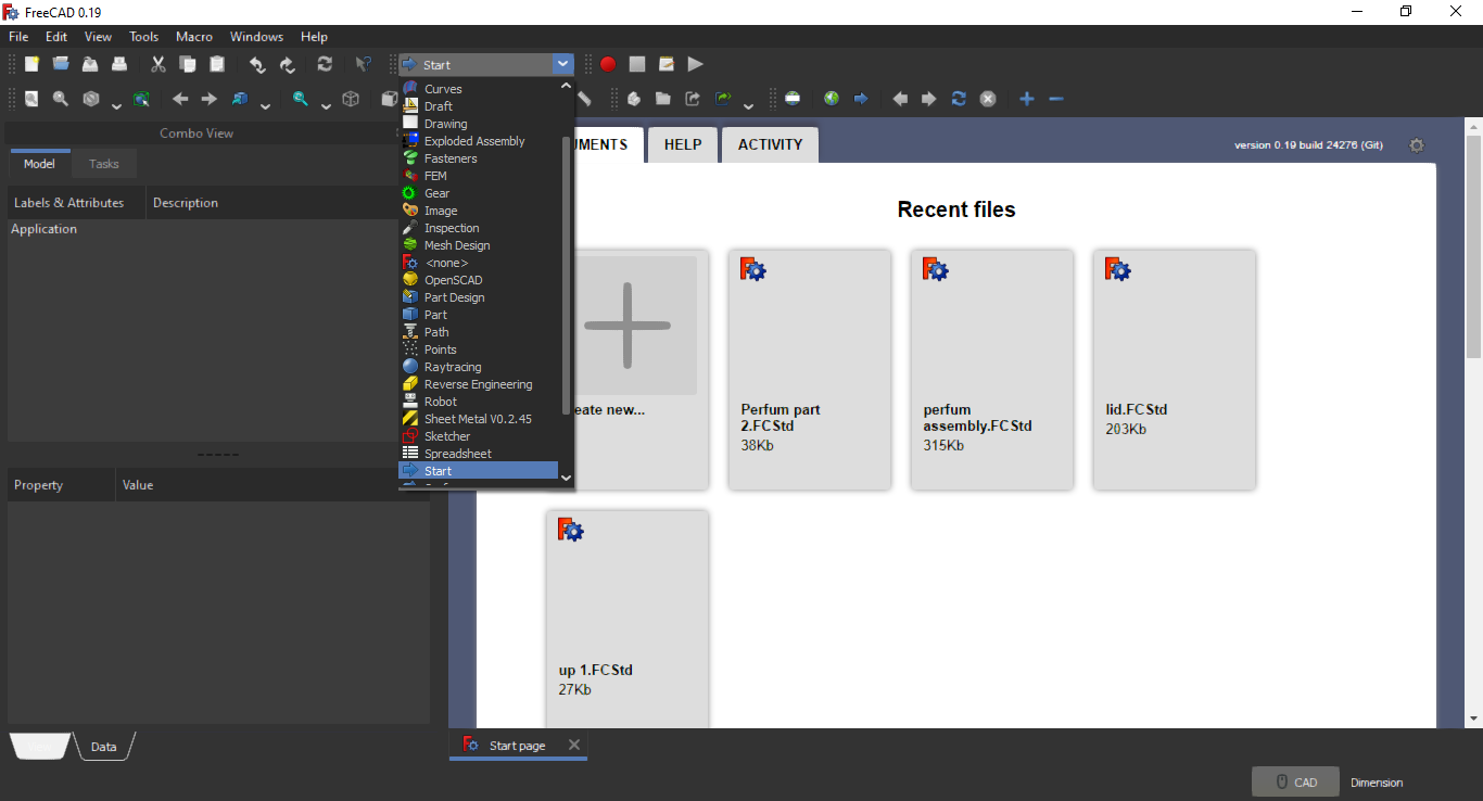 Interface of FreeCAD