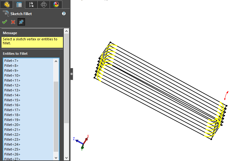 Derived sketch and filleting