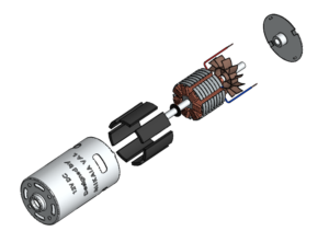 Exploded view of 12V DC Motor